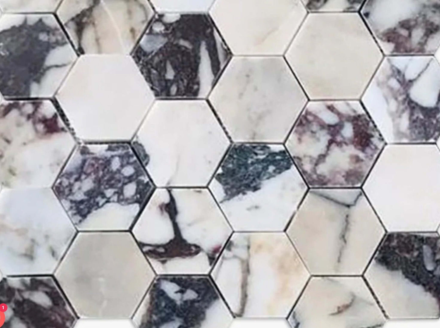 Calacatta Violet Purple 2" Hexagon Marble Mosaic Tile ( Made-to-Order )
