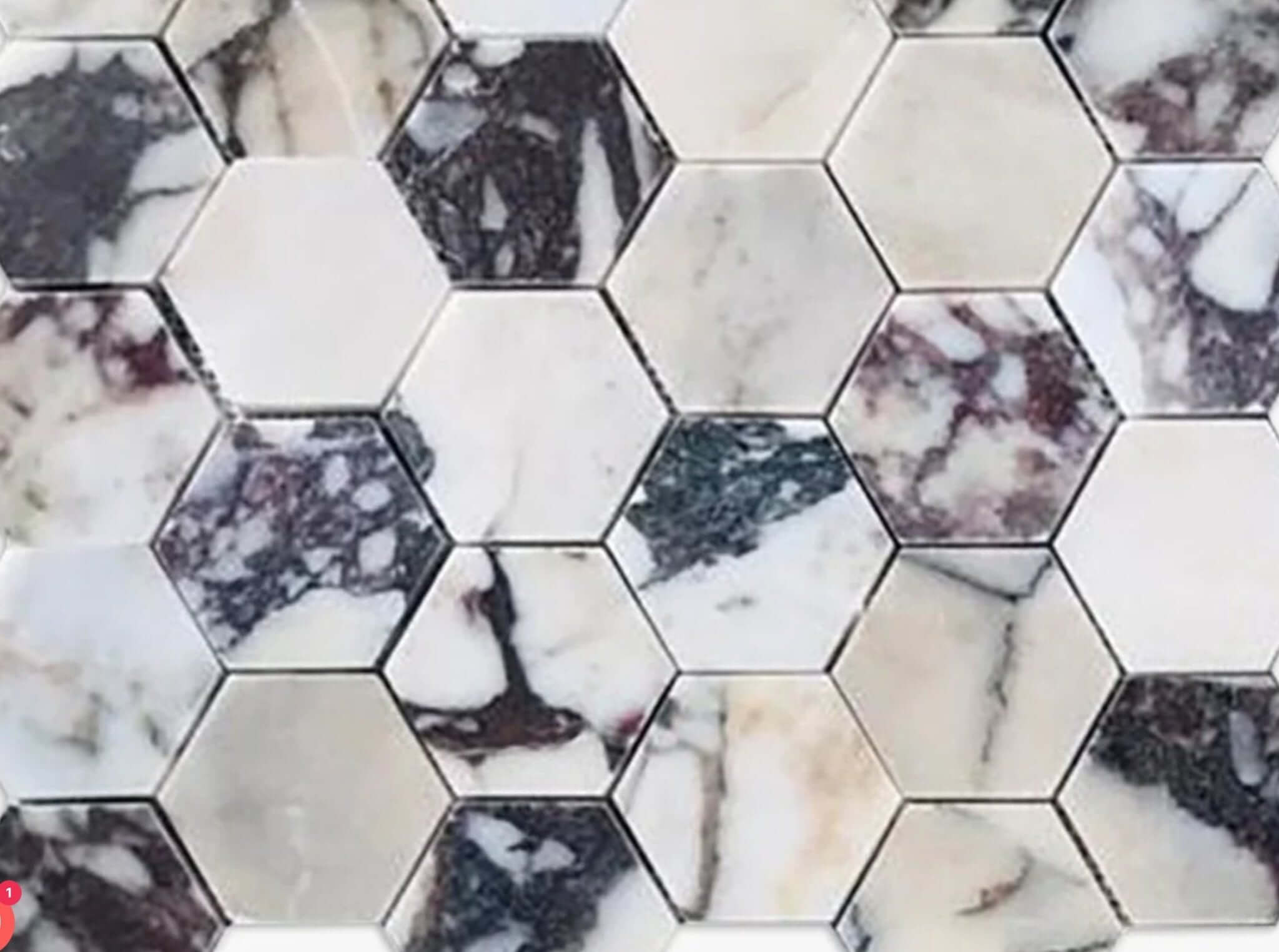 Calacatta Violet Purple 2" Hexagon Marble Mosaic Tile ( Made-to-Order )