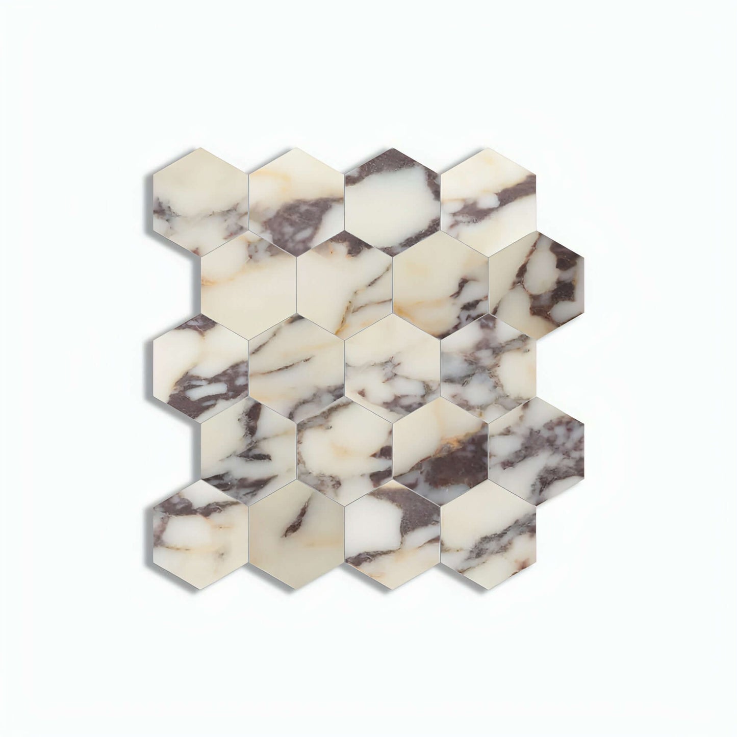 Calacatta Violet Purple 3″ Hexagon Mosaic Tile