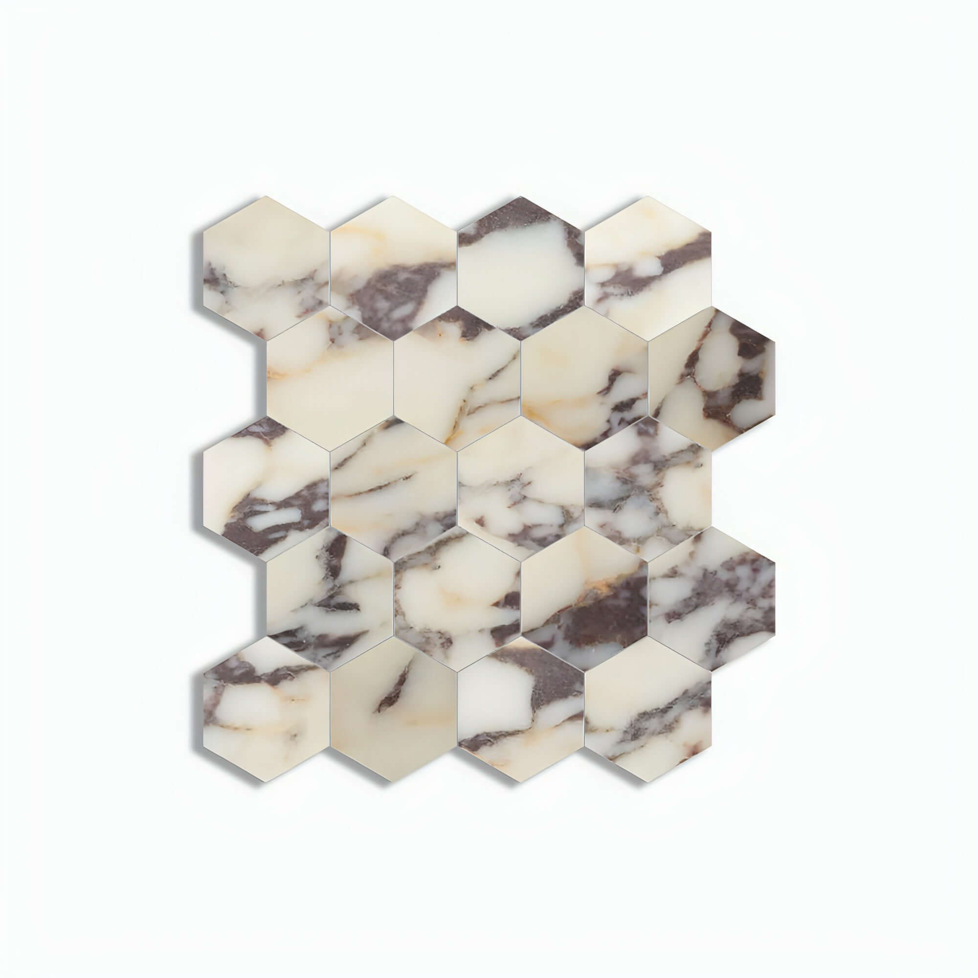Calacatta Violet Purple 3″ Hexagon Mosaic Tile