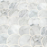 Calacatta White Large Fan 12.8x10.43 Polished Mosaic Tile