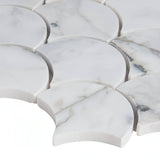 Calacatta White Large Fan 12.8x10.43 Polished Mosaic Tile