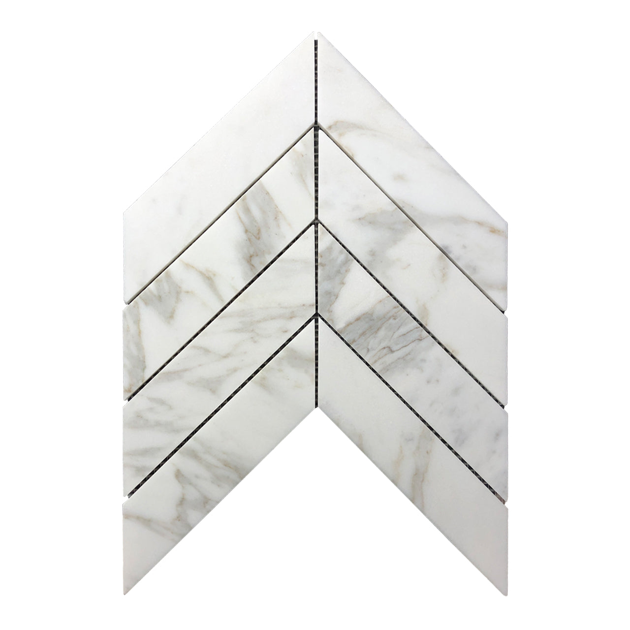Calacatta Gold Italian Marble 2" x 8" Chevron Mosaic Tile Honed