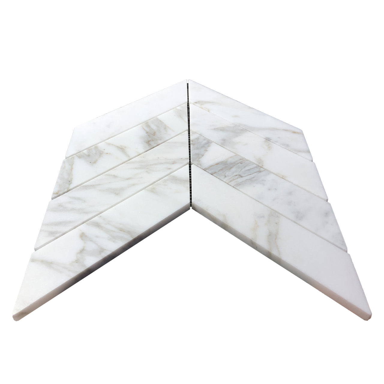 Calacatta Gold Italian Marble 2" x 8" Chevron Mosaic Tile Honed