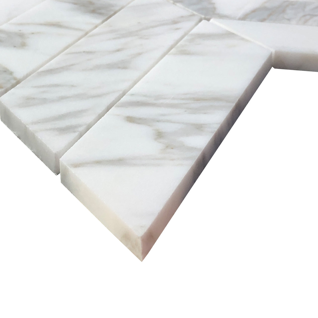 Calacatta Gold Italian Marble 2" x 8" Chevron Mosaic Tile Polished