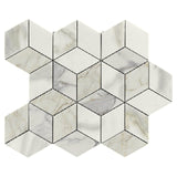 Calacatta Gold Italian Marble Rhombus 3D Cube Diamond Mosaic Tile Polished