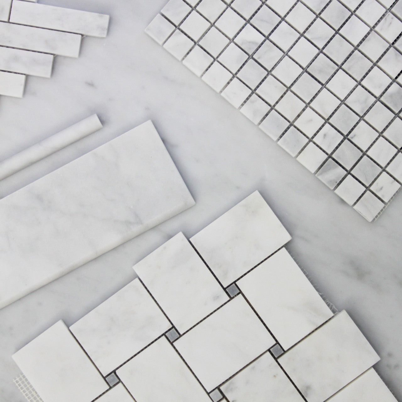 Carrara White Italian Marble 1" x 1" Mosaic Tile Honed