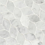 Carrara White Blanco Pattern Honed Marble Mosaic Leaf Pattern 11.62 x13.38