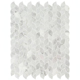 Carrara White Blanco Pattern Honed Marble Mosaic Leaf Pattern 11.62 x13.38