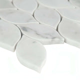 Carrara White Blanco Pattern Honed Marble Mosaic Leaf Pattern 11.62 x13.38