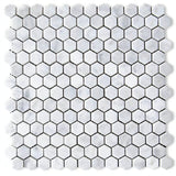 Carrara White Marble 1" Hexagon Mosaic