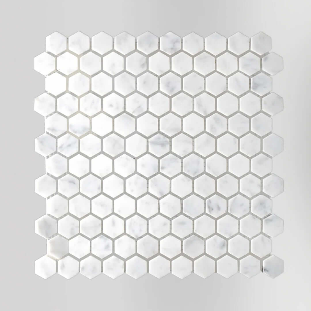 Carrara White Marble 1" Hexagon Mosaic