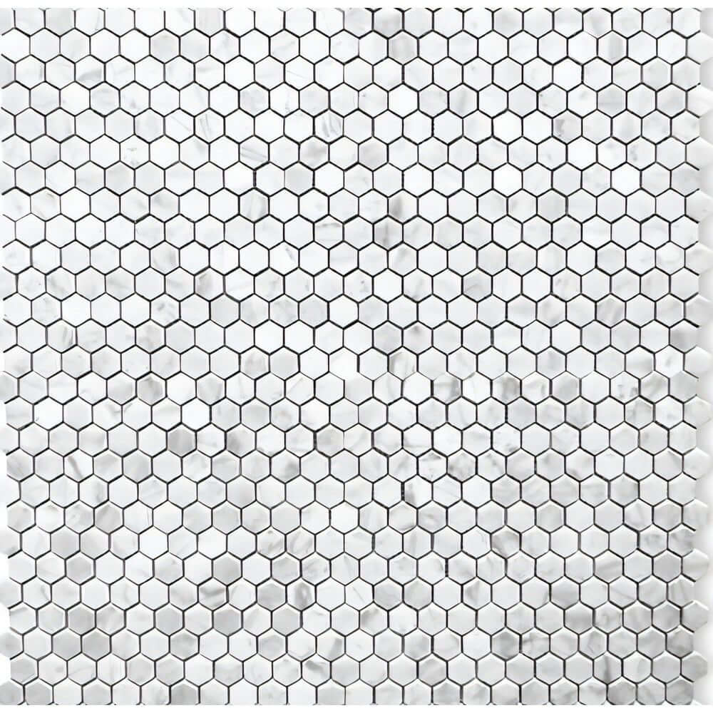 Carrara White Marble 1" Hexagon Mosaic
