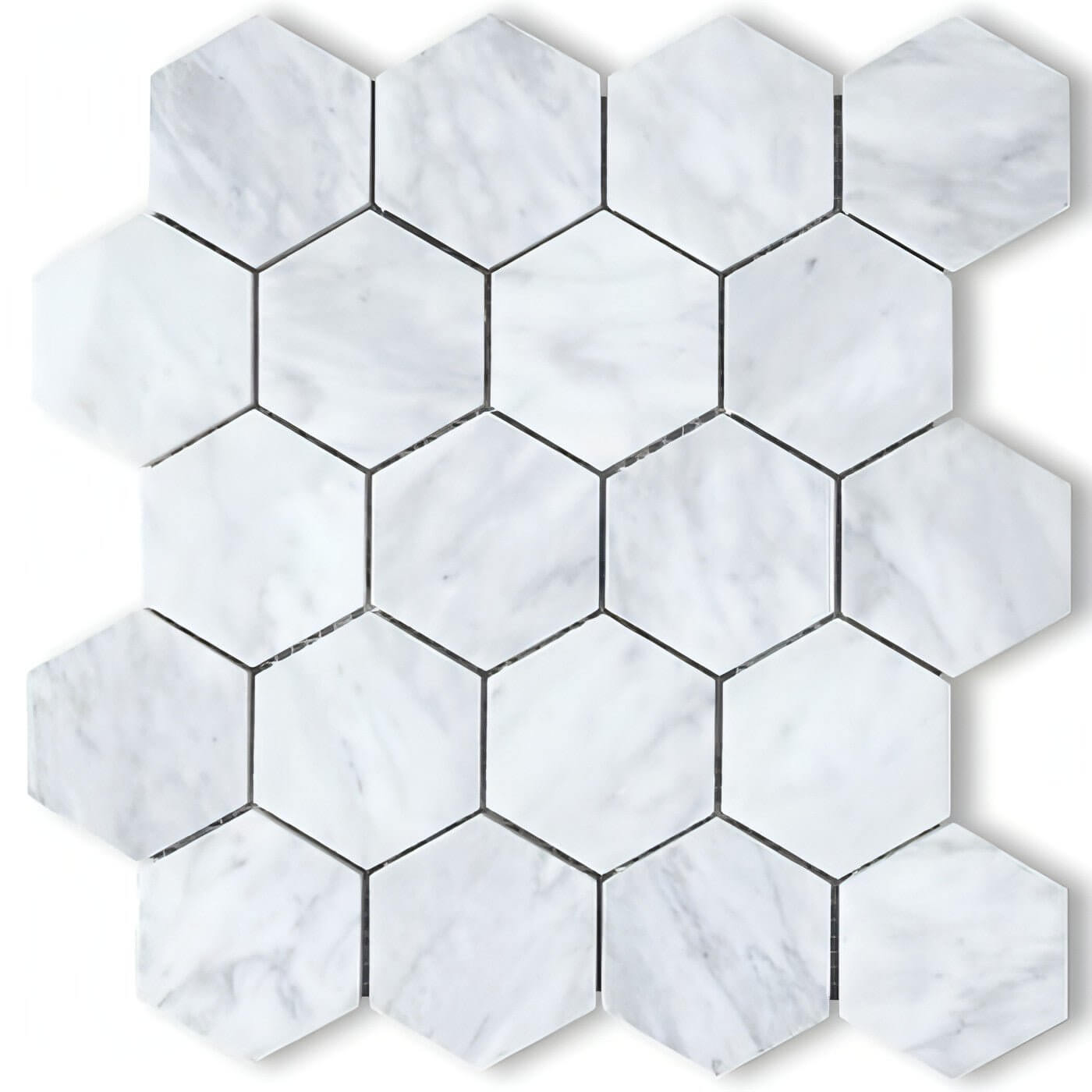 Tuscan Carrara White Marble 3" Hexagon Mosaic Tile