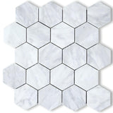 Tuscan Carrara White Marble 3" Hexagon Mosaic Tile