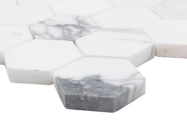 Tuscan Carrara White Marble 3" Hexagon Mosaic Tile