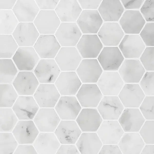 Tuscan Carrara White Marble 3" Hexagon Mosaic Tile