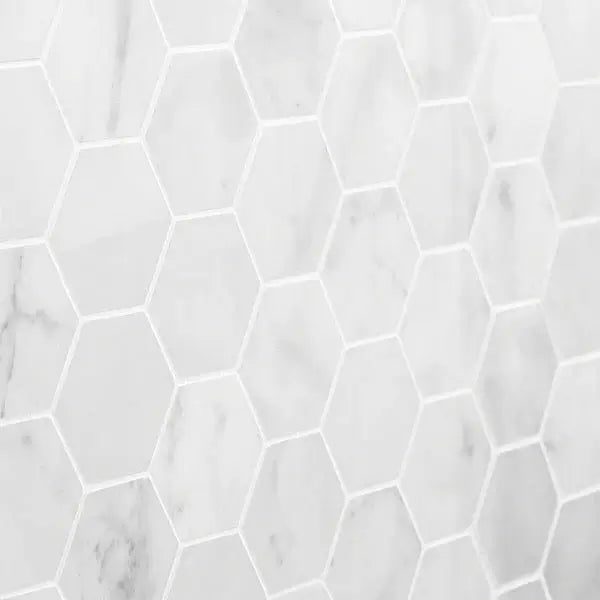 Tuscan Carrara White Marble 3" Hexagon Mosaic Tile