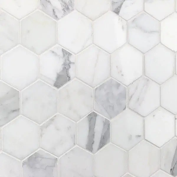 Tuscan Carrara White Marble 3" Hexagon Mosaic Tile