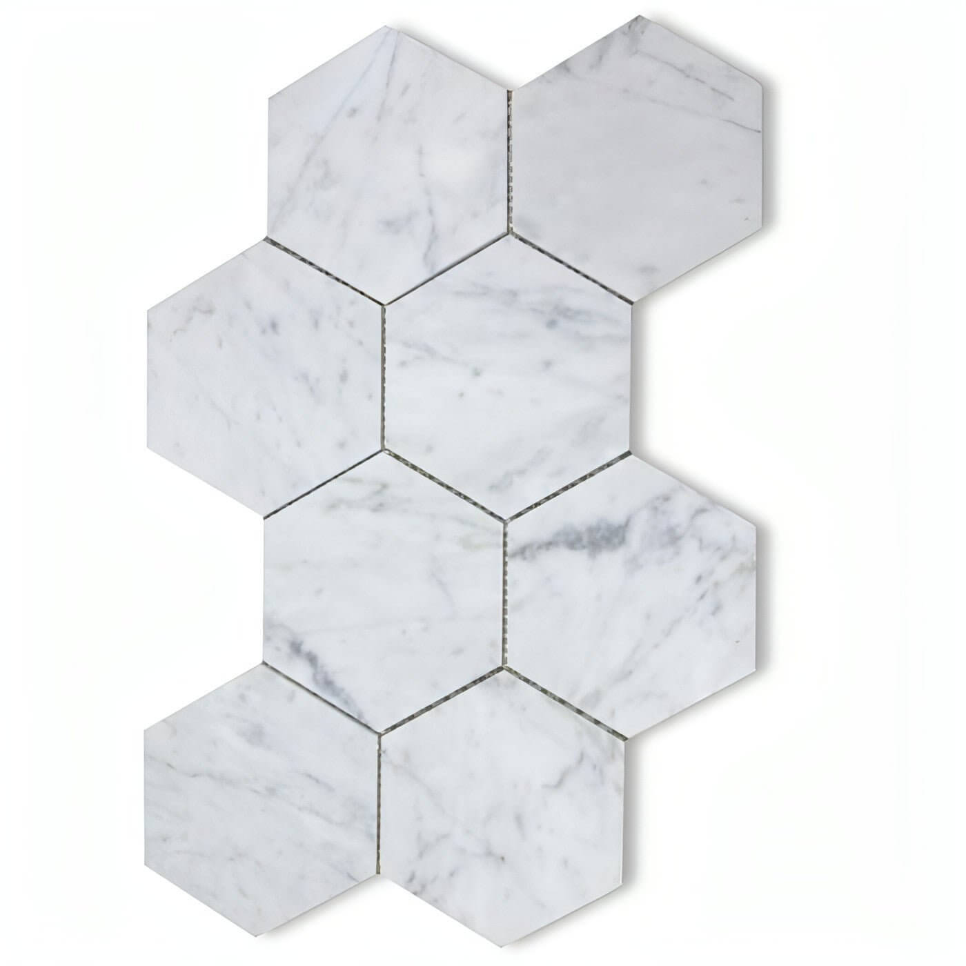 Carrara Venato Marble 5" Large Hexagon Mosaic Tile