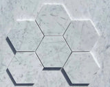 Carrara Venato Marble 5" Large Hexagon Mosaic Tile