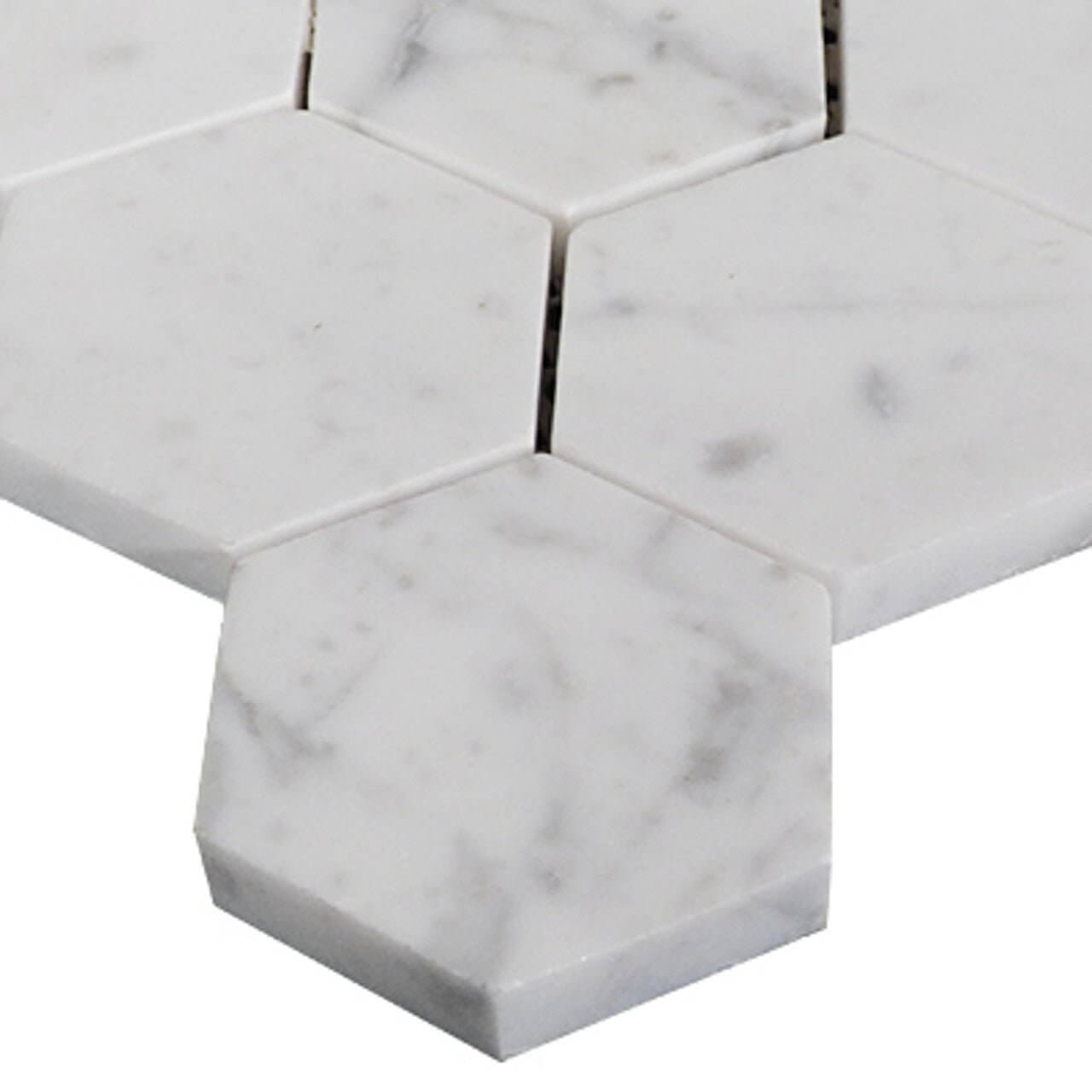 Carrara Venato Marble 5" Large Hexagon Mosaic Tile