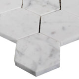 Carrara Venato Marble 5" Large Hexagon Mosaic Tile