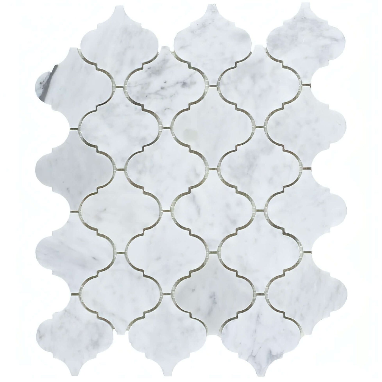Carrara White Marble Honed Lantern Arabesque Mosaic Tile