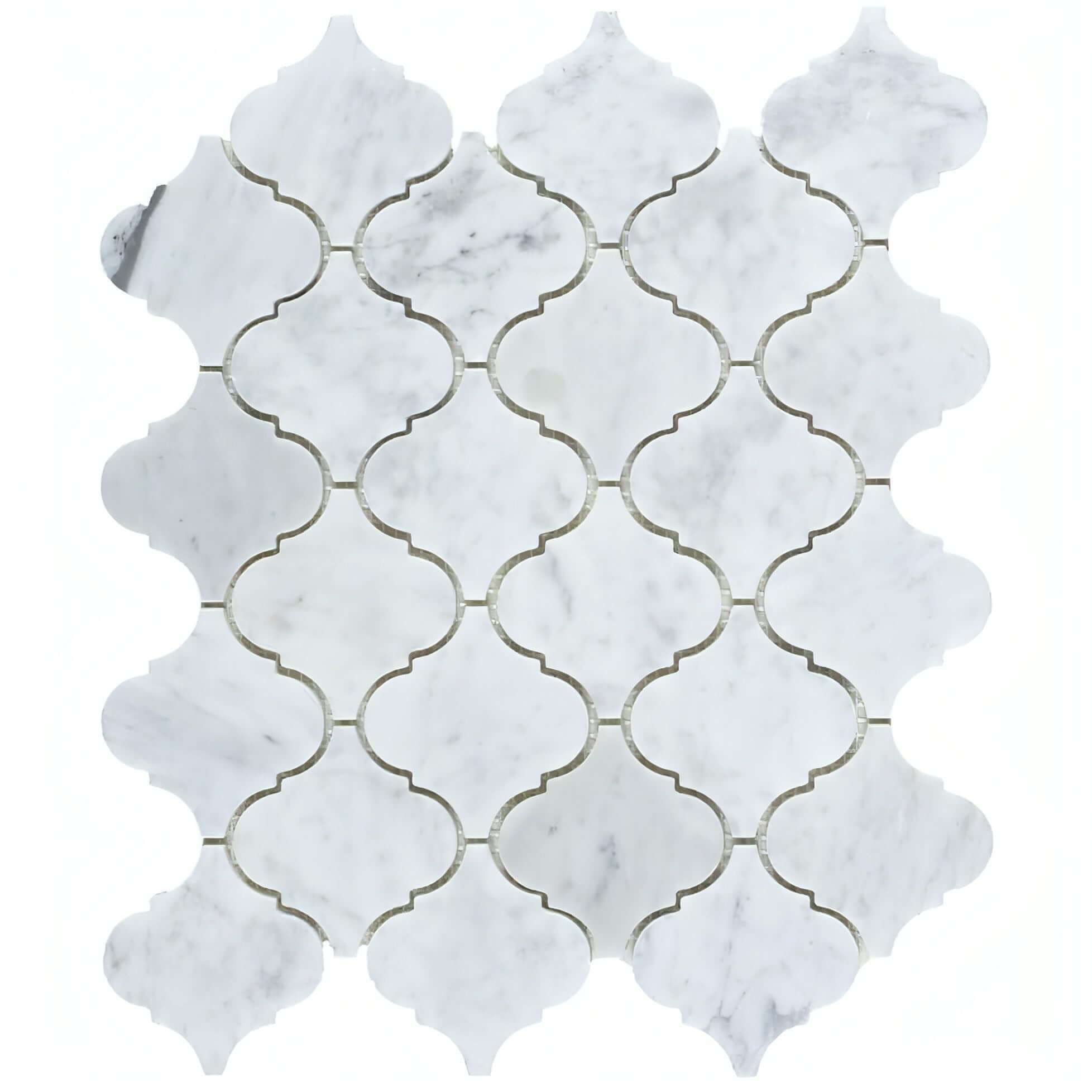 Carrara White Marble Honed Lantern Arabesque Mosaic Tile