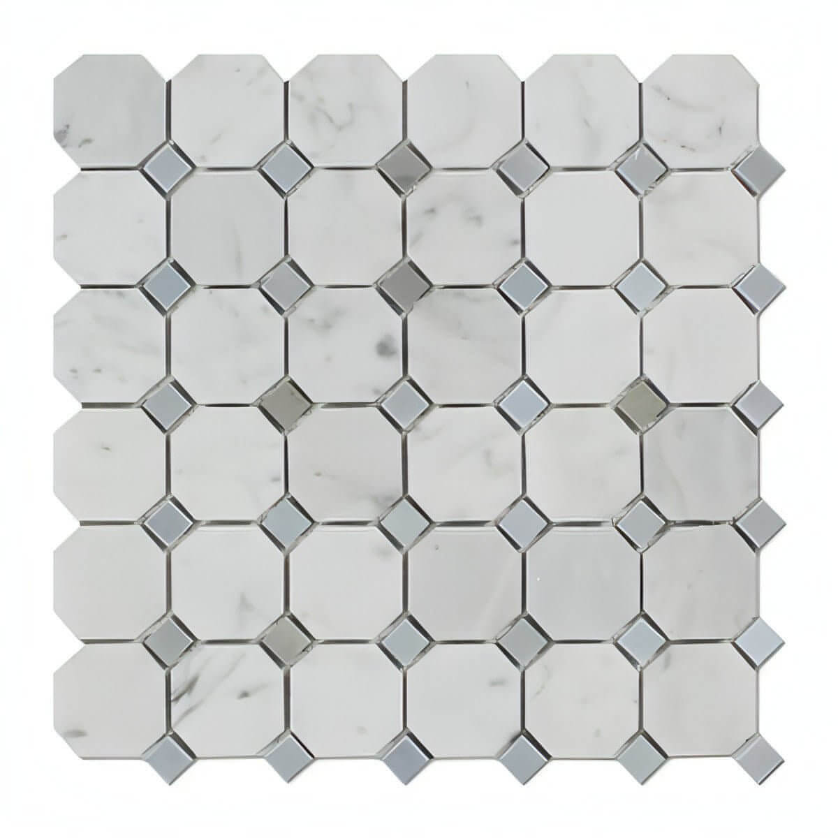 Carrara Cardiglio Octagon Marble Mosaic Tile