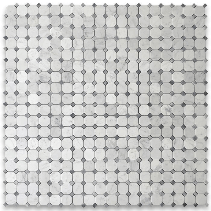 Carrara Cardiglio Octagon Marble Mosaic Tile