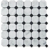 Carrara White Marble Octagon / Nero Marquina Dots