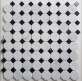 Carrara White Marble Octagon / Nero Marquina Dots