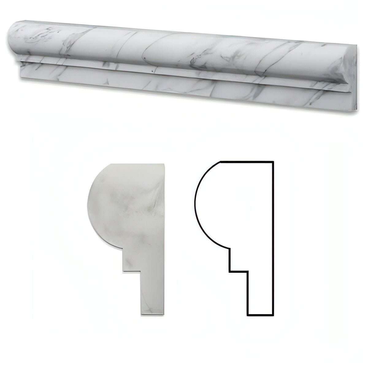 Carrara White Marble Og-1 Chair Rail Molding Trim