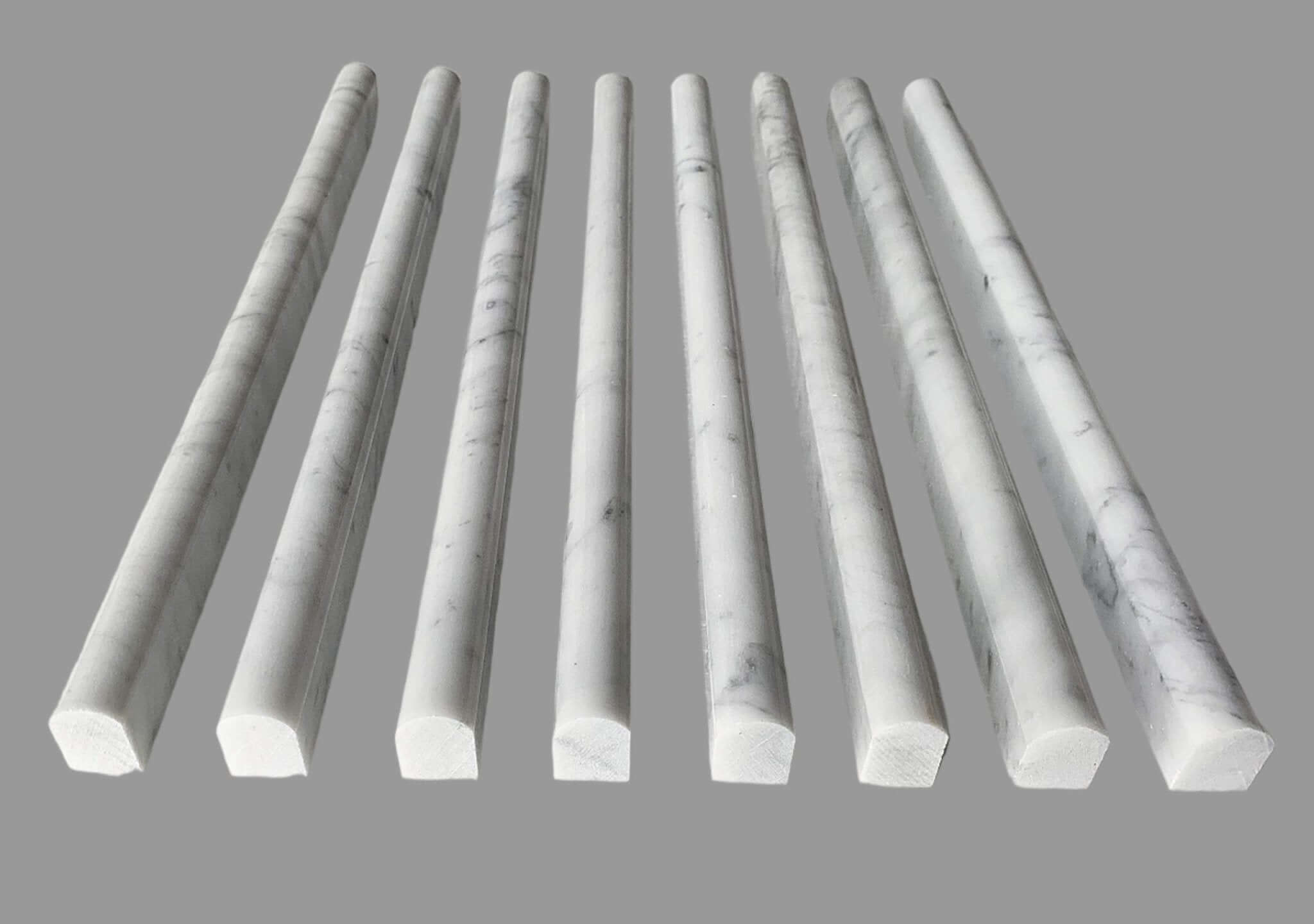 Carrara White Marble Polished 3/4 X 12 Bullnose Liner