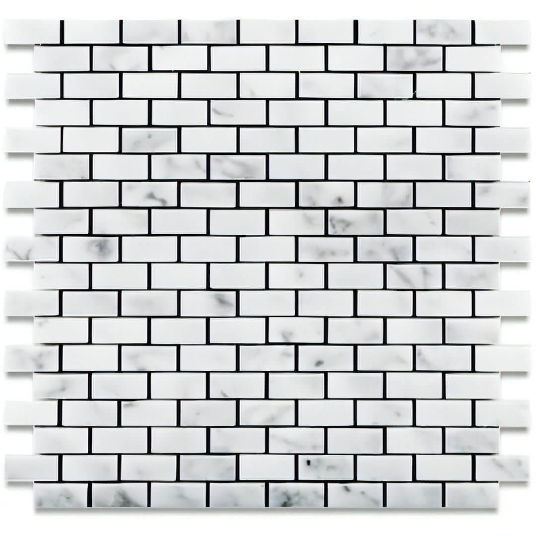 Carrara White Marble Polished Baby Brick Mosaic Tile