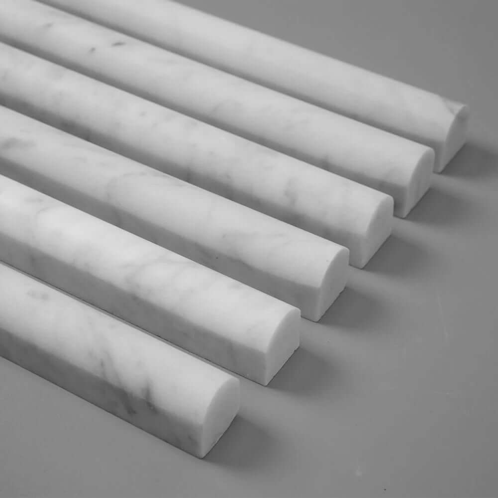 Carrara White Pencil Molding  3/4 x 12