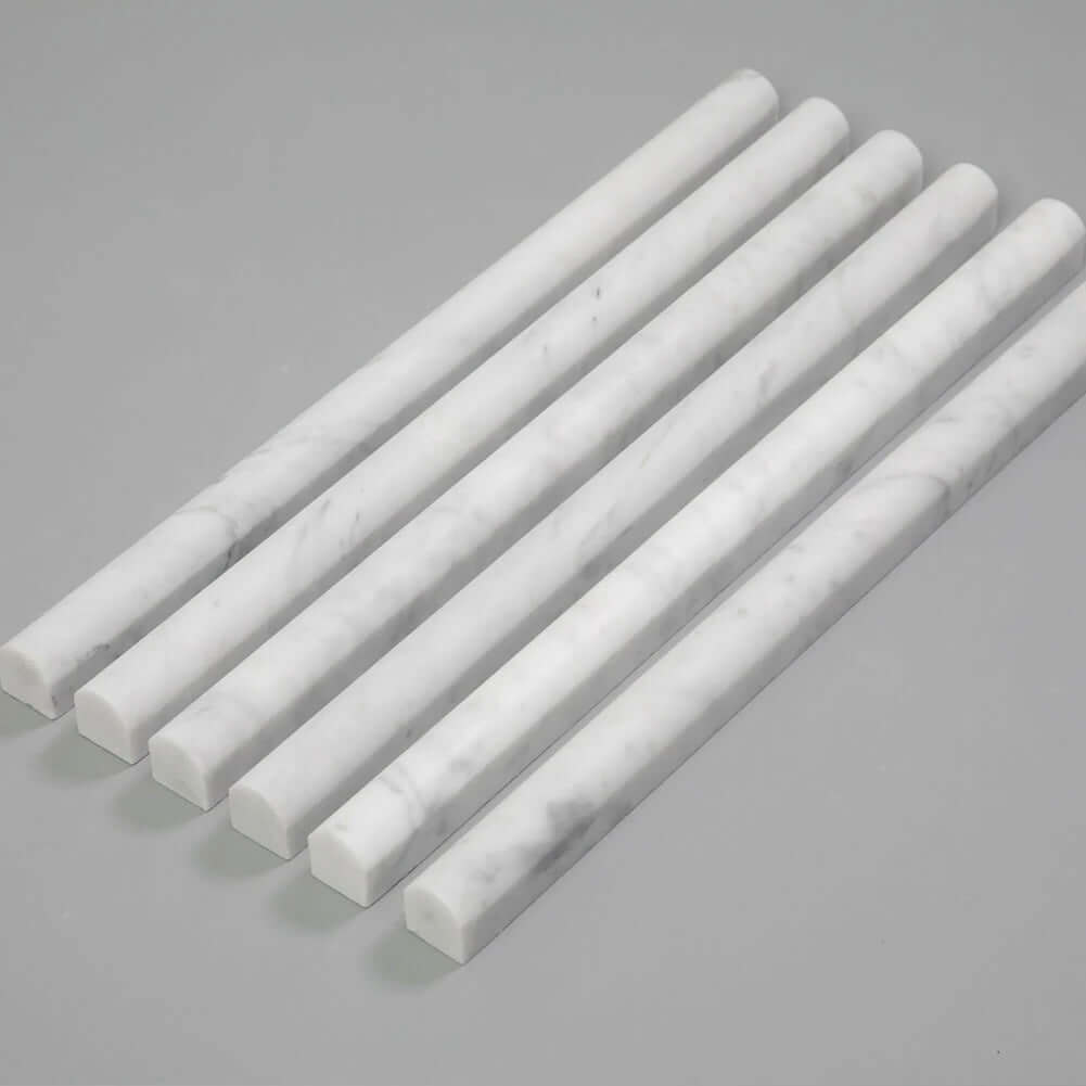 Carrara White Pencil Molding  3/4 x 12