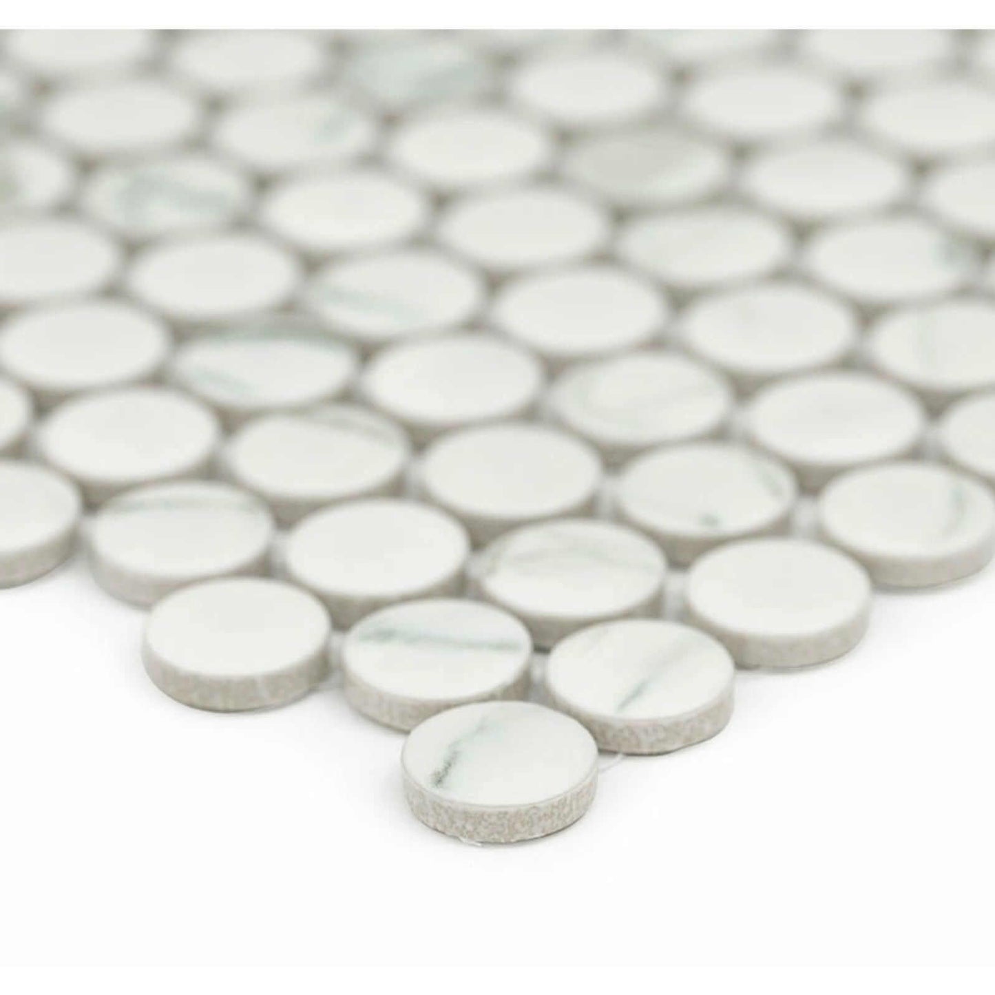 Carrara White Penny Round Porcelain Tile