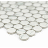 Carrara White Penny Round Porcelain Tile