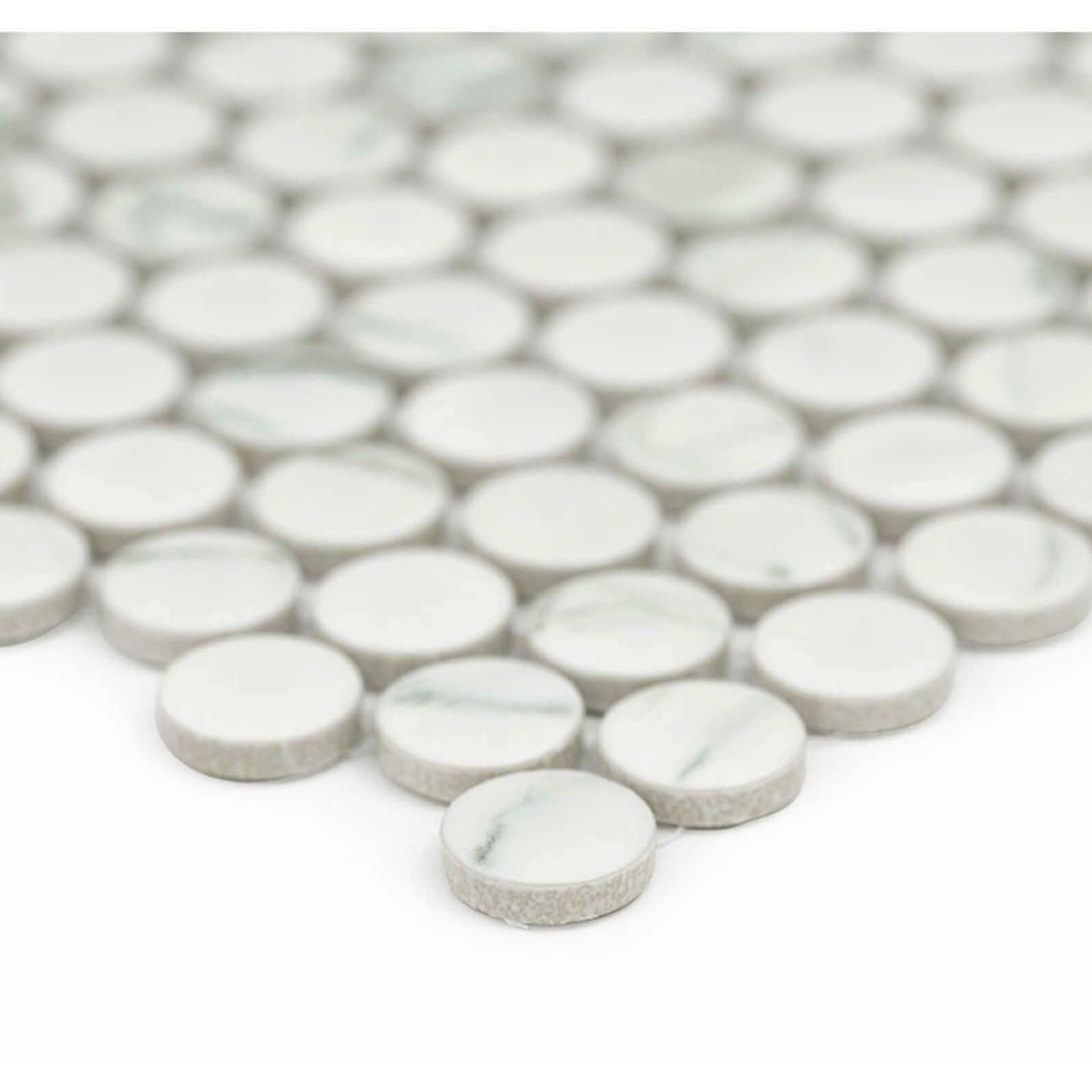 Carrara White Penny Round Porcelain Tile