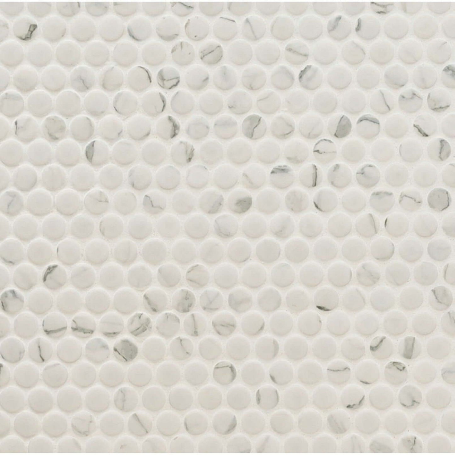 Carrara White Penny Round Porcelain Tile