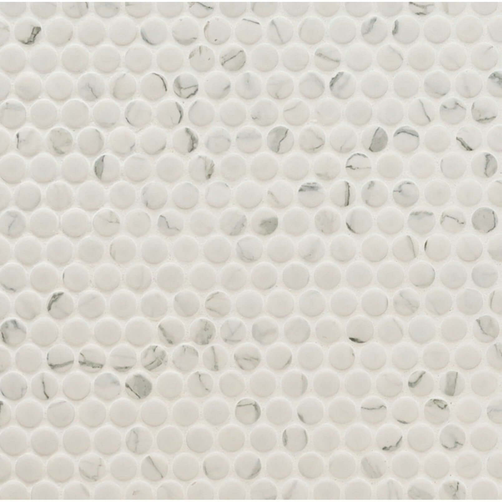 Carrara White Penny Round Porcelain Tile