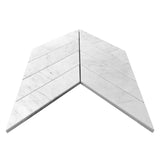 Carrara White Italian Marble 2" x 8" Chevron Mosaic Tile Honed