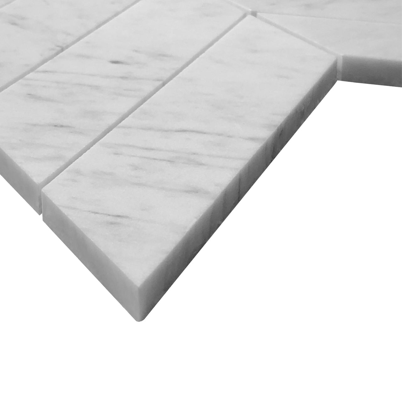 Carrara White Italian Marble 2" x 8" Chevron Mosaic Tile Polished