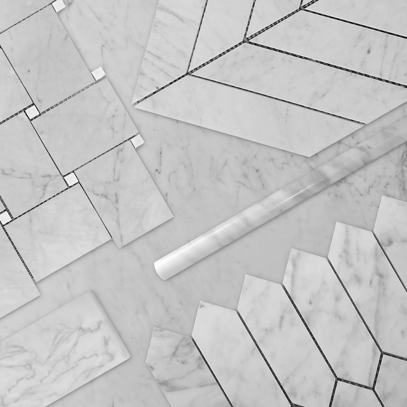 Carrara White Italian Marble 36" x 36" Tile Honed