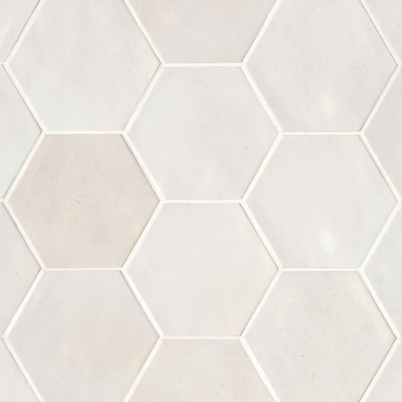 Celine 4" Hexagon Porcelain Floor & Wall Tile in White
