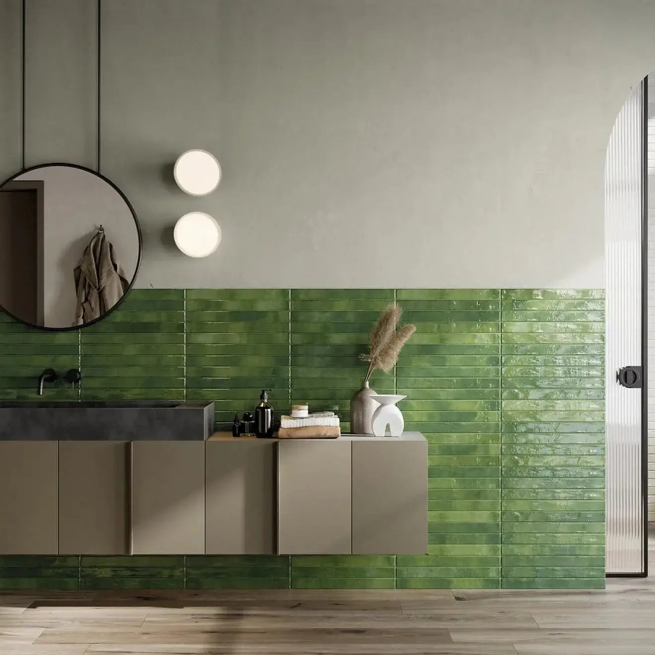 Chroma 2" x 18" Glossy Porcelain Field Tile in Green