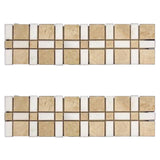 Crema Marfil Marble Border Tile with White Thassos Polished