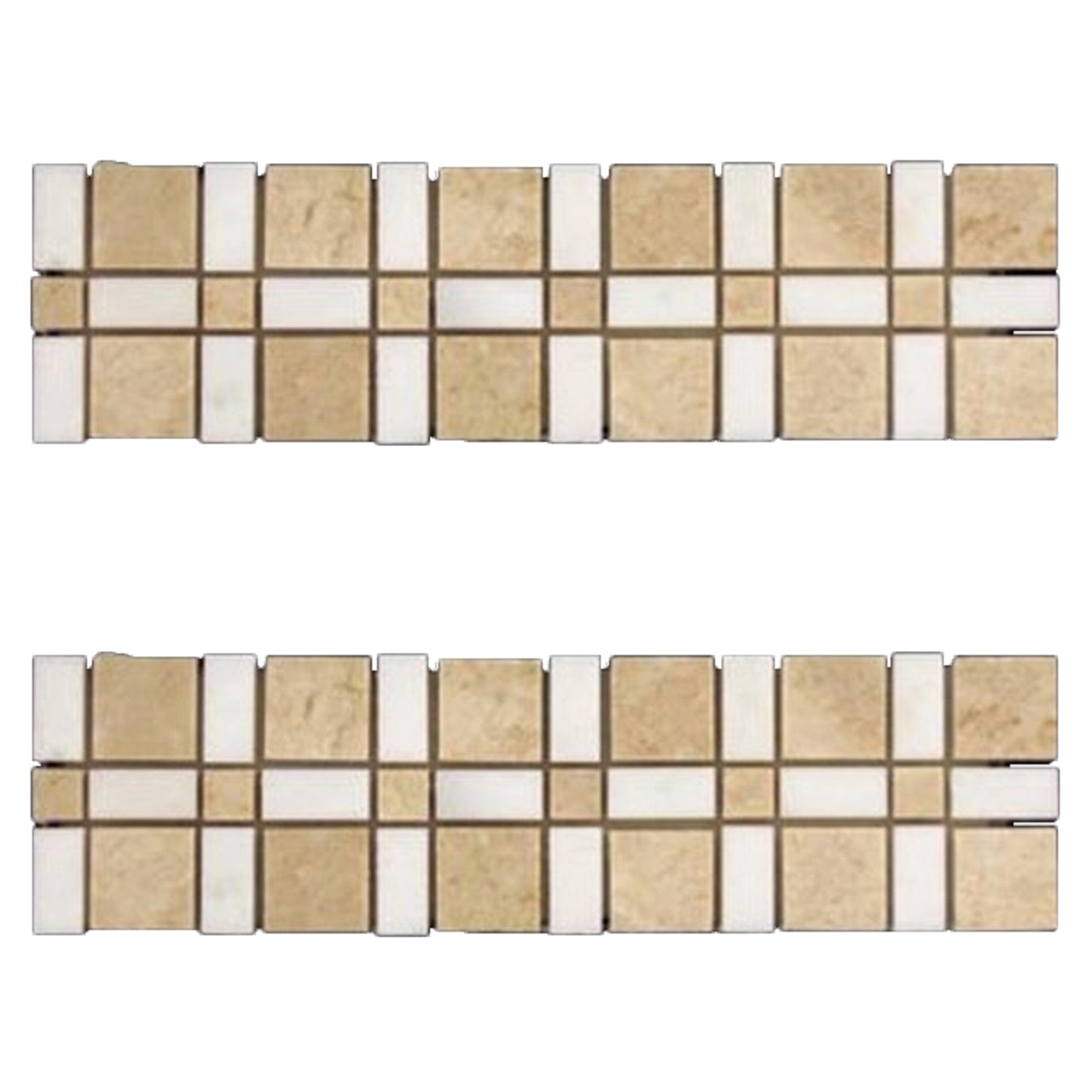 Crema Marfil Marble Border Tile with White Thassos Polished